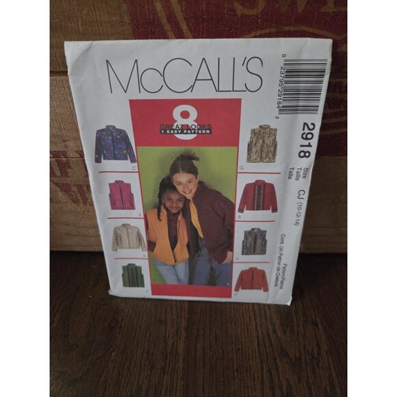 Vtg McCall's 2918 Pattern Children's and Girls' Jacket or Vest (10-14) UNCUT - Picture 1 of 3